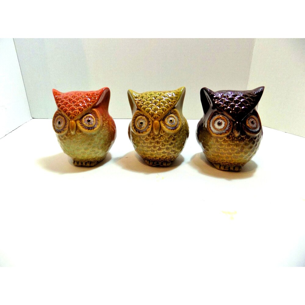 NEW Good Luck Owls Figurines Sculpture Fall Decor